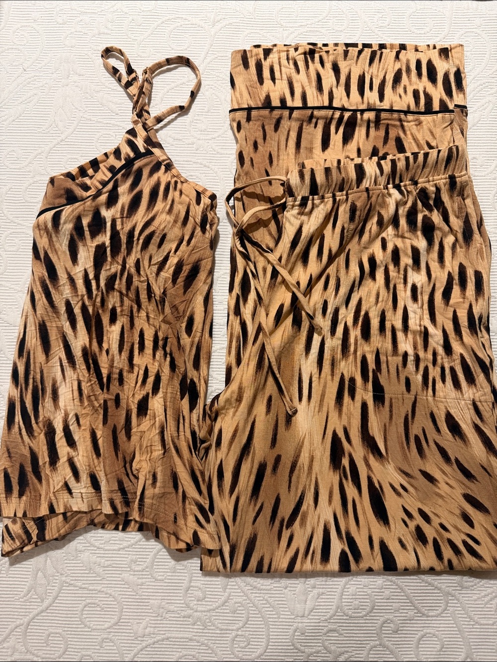 Soma Cool Nights Cheetah Animal-Print Jumpsuit Set NEW size Small